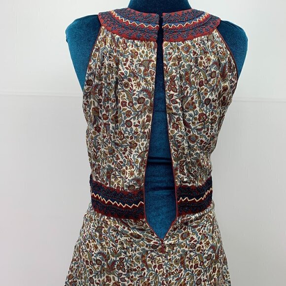 Talitha Silk Maxi Dress Medium Floral Boho Hand Beaded Pom Pom Hemline - Picture 10 of 16